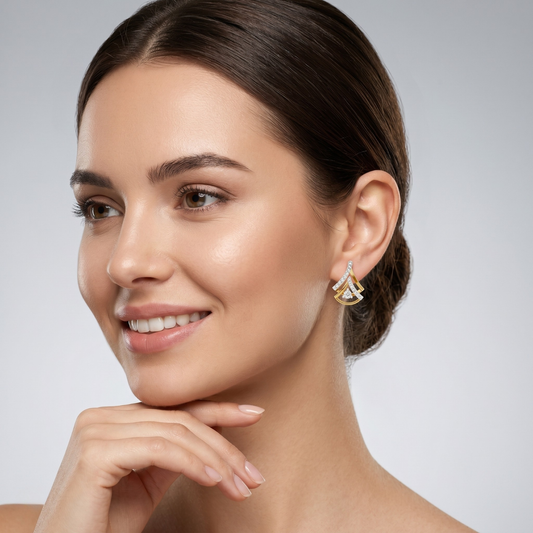 Floral Cluster Earrings with Open Teardrop Stud
