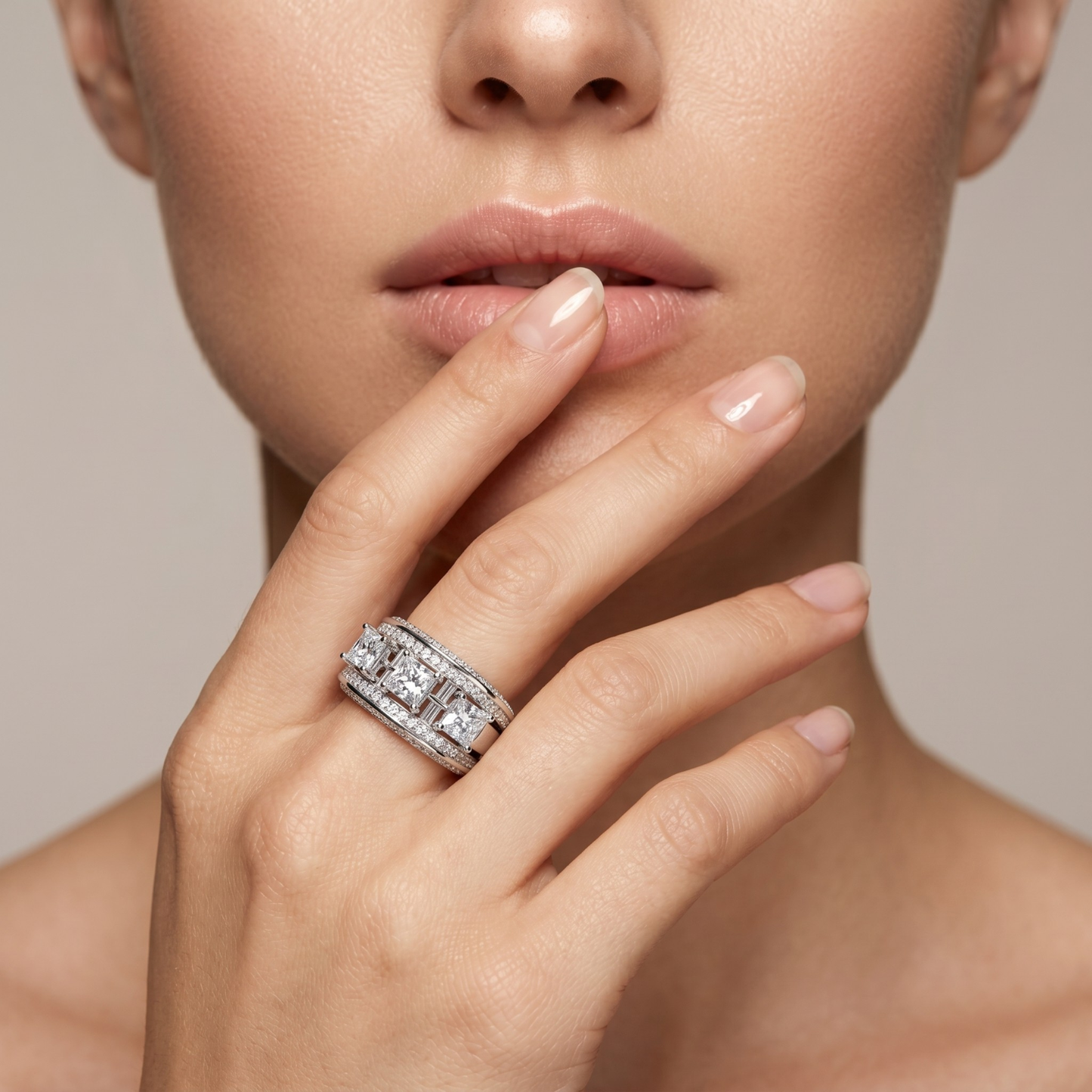 Vintage Milgrain Three Stone Diamond Ring