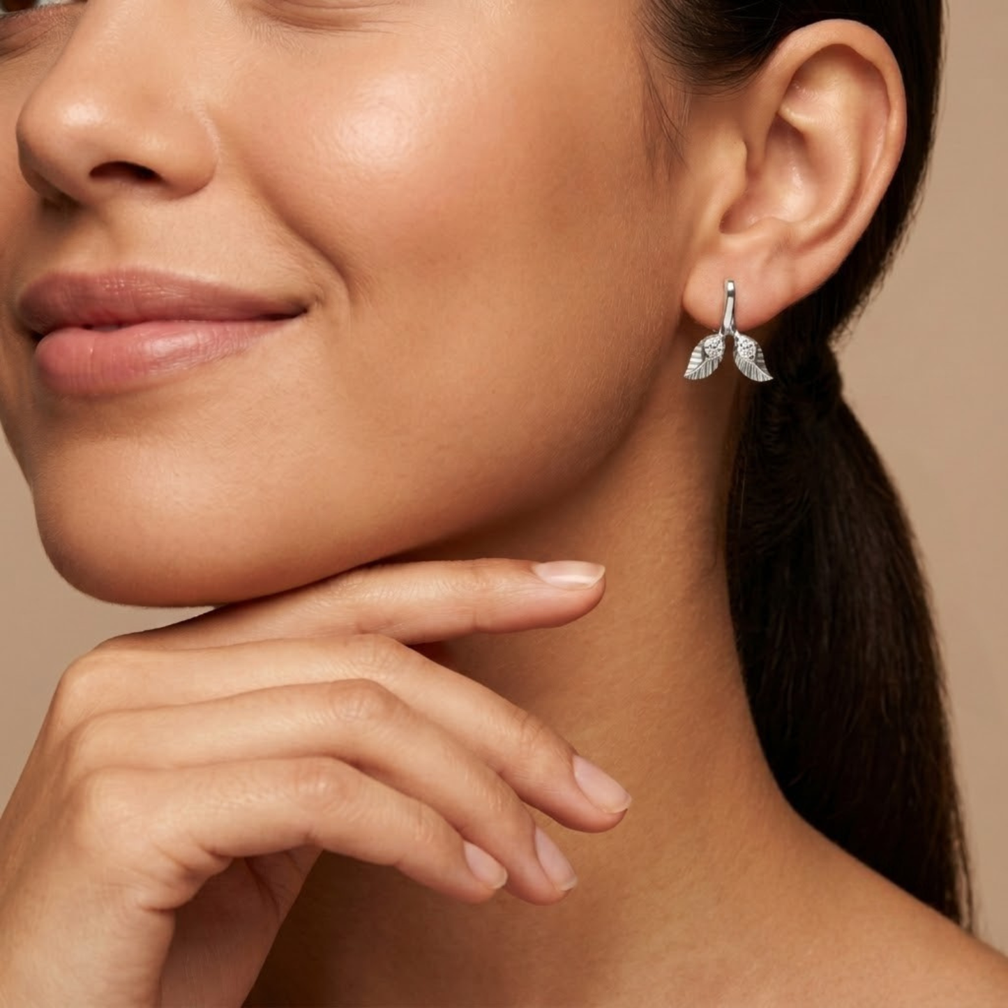 Leaf Shape Moissanite Stud Earrings