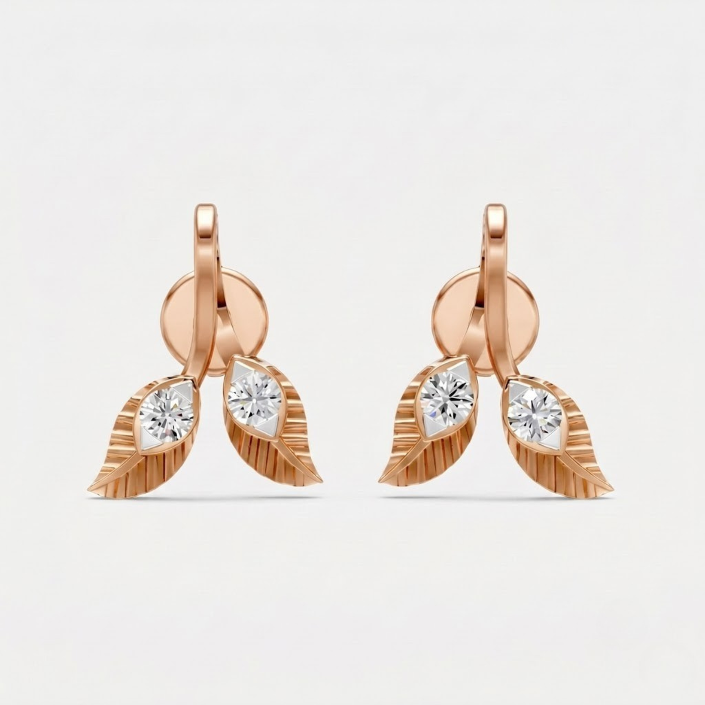 Leaf Shape Moissanite Stud Earrings