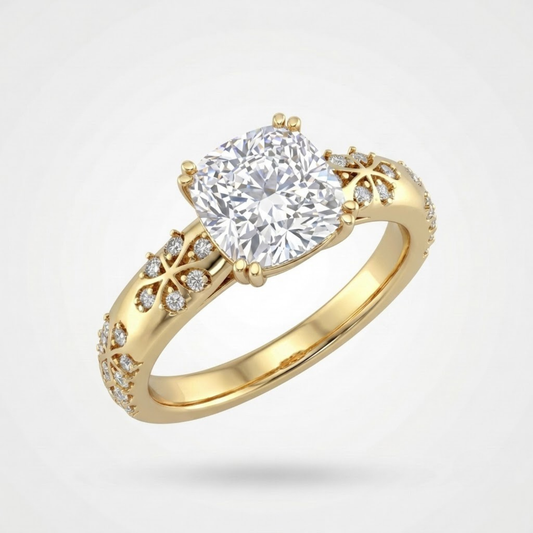 Classic Round Solitaire Pavé Ring