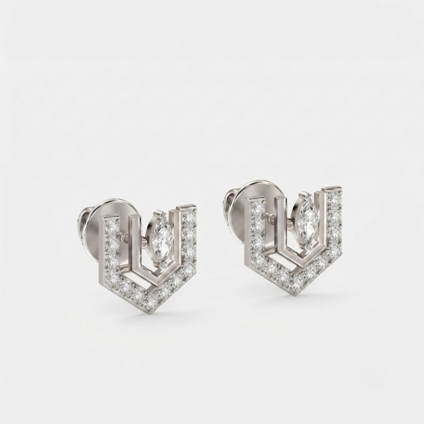 Art Deco Marquise & Chevron Diamond Earrings