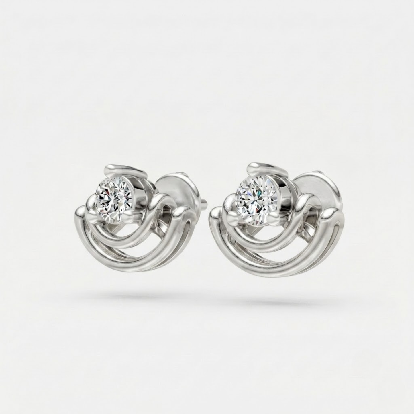 Elegant Dual Arc Diamond Stud Earrings