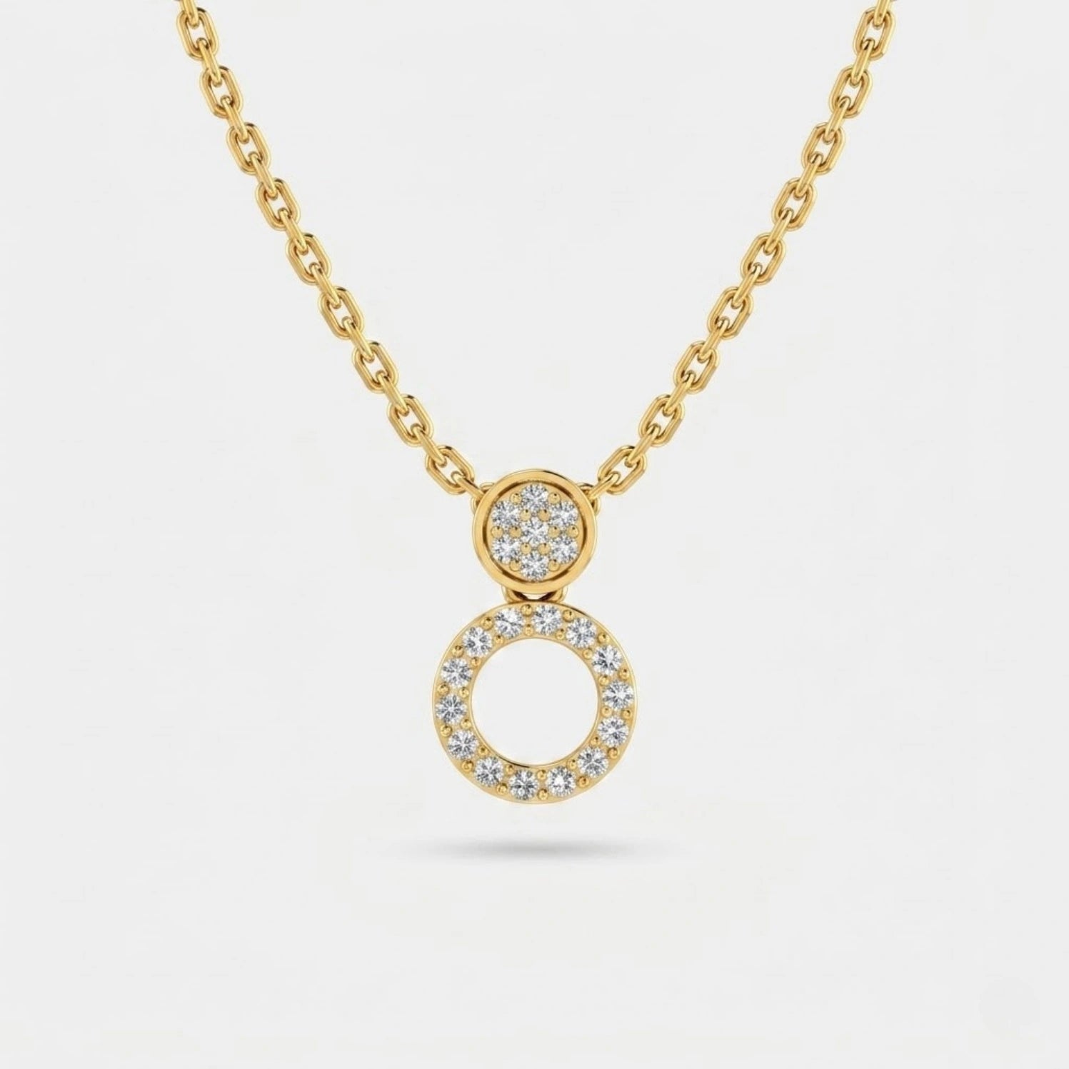 Two-Tier Disc Open Circle Diamond Pendant