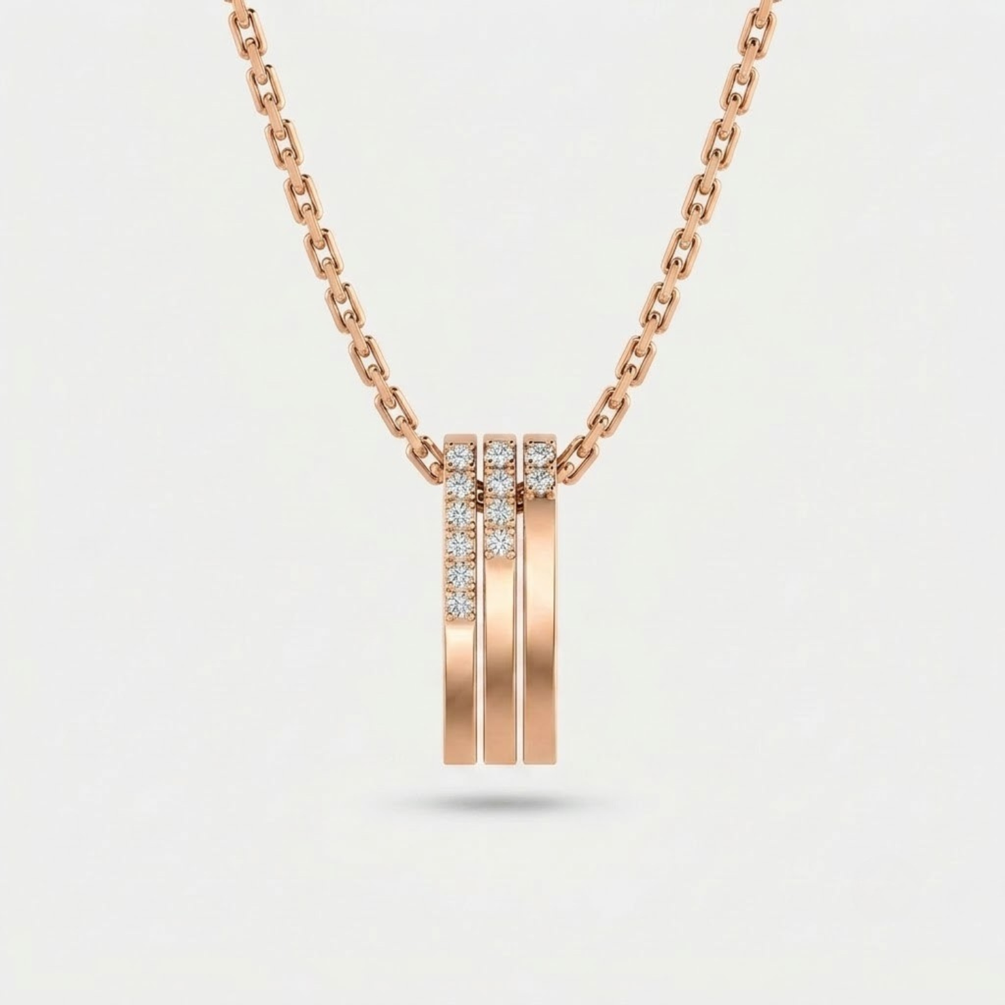 Triple Bar Pavé Diamond Drop Necklace