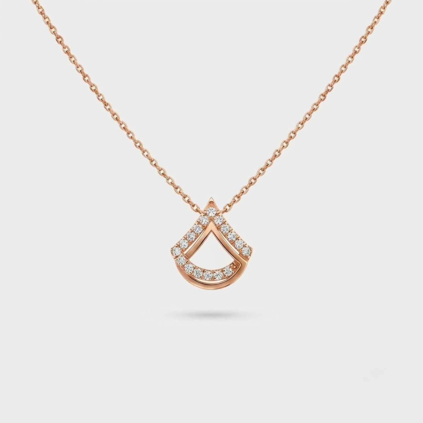 Geometric Fan-Motif Diamond Necklace