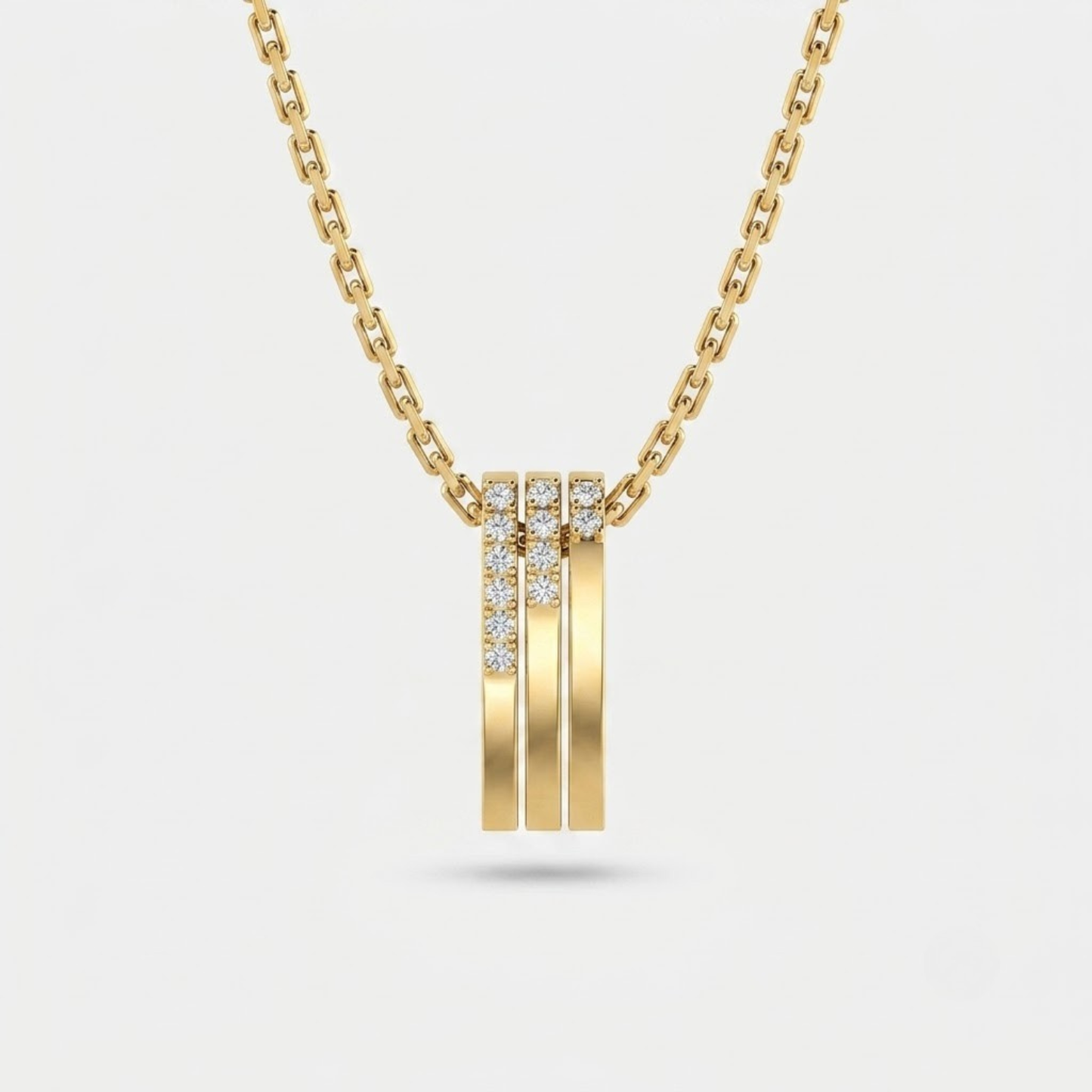 Triple Bar Pavé Diamond Drop Necklace