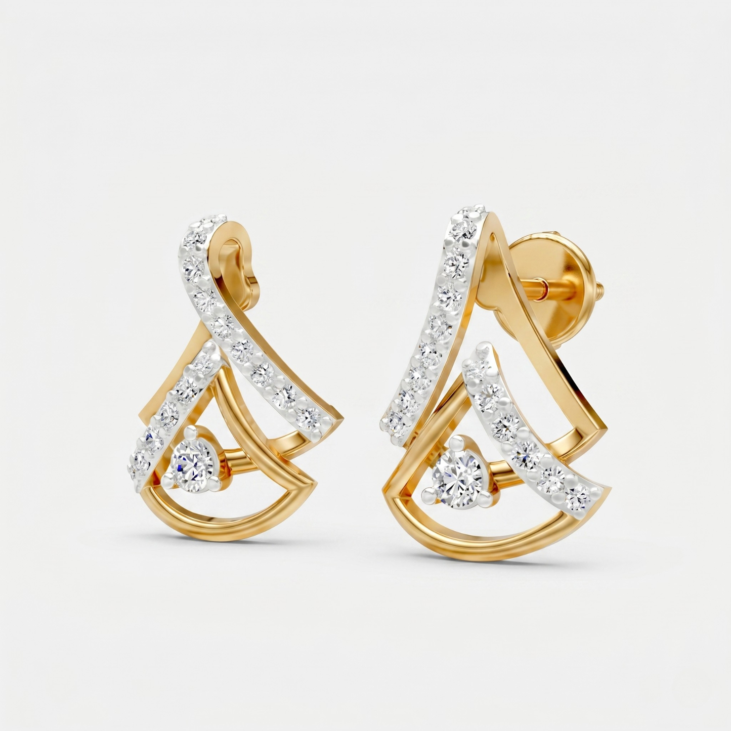 Floral Cluster Earrings with Open Teardrop Stud