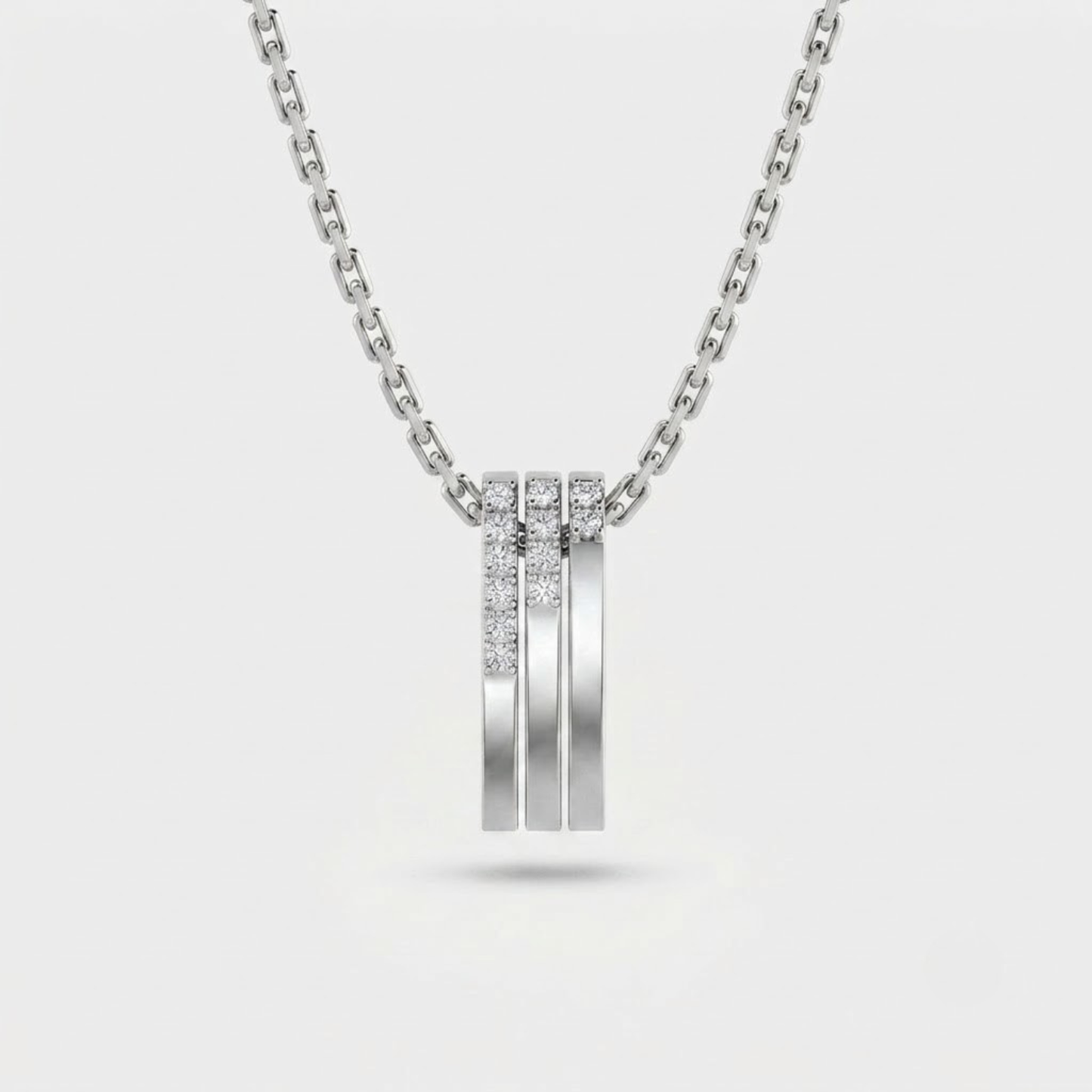 Triple Bar Pavé Diamond Drop Necklace
