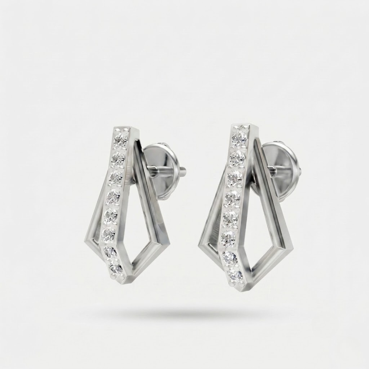 Modern Open Kite Diamond Stud Earrings