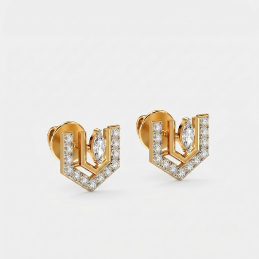 Art Deco Marquise & Chevron Diamond Earrings