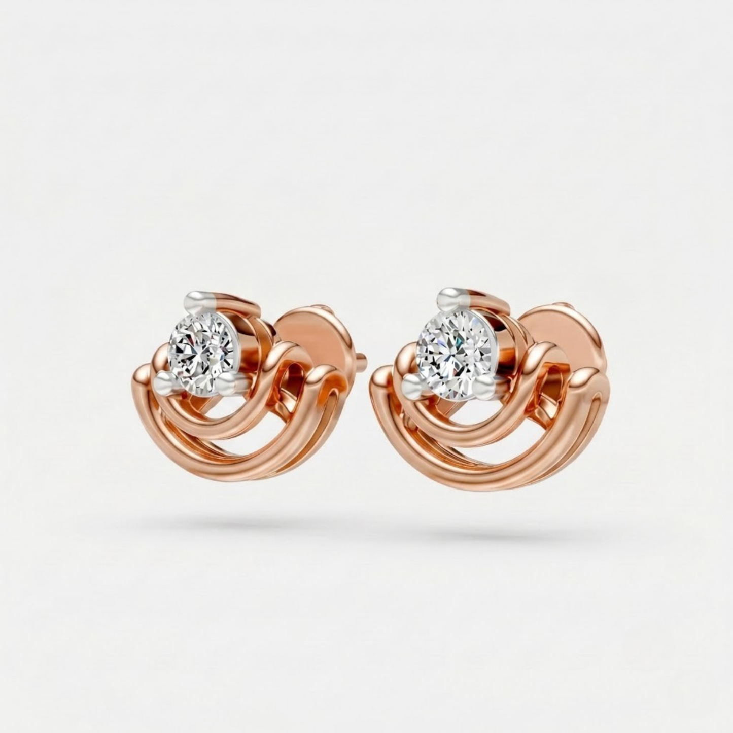 Elegant Dual Arc Diamond Stud Earrings