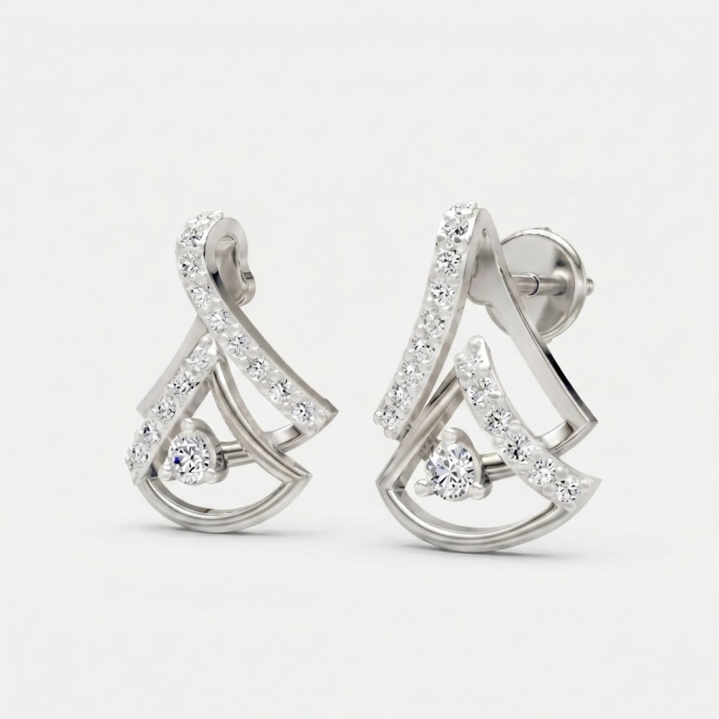 Floral Cluster Earrings with Open Teardrop Stud