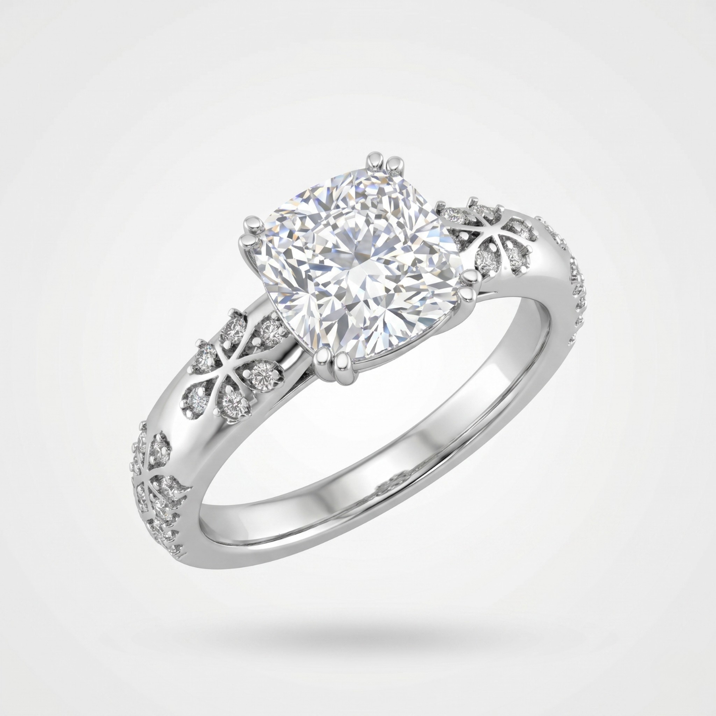Classic Round Solitaire Pavé Ring