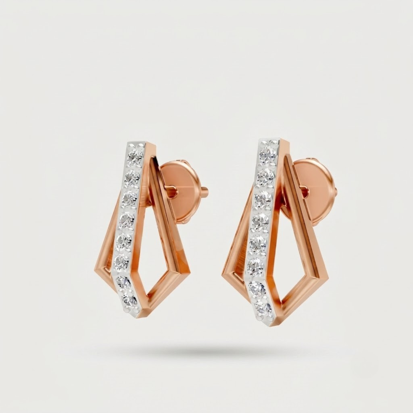 Modern Open Kite Diamond Stud Earrings