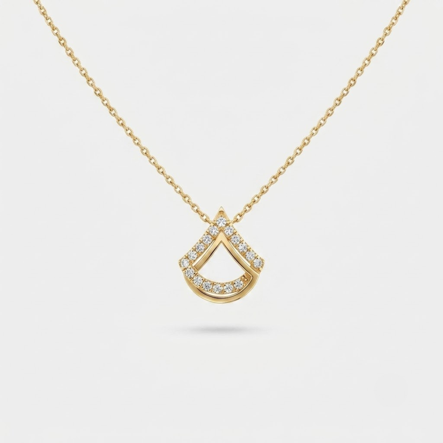 Geometric Fan-Motif Diamond Necklace