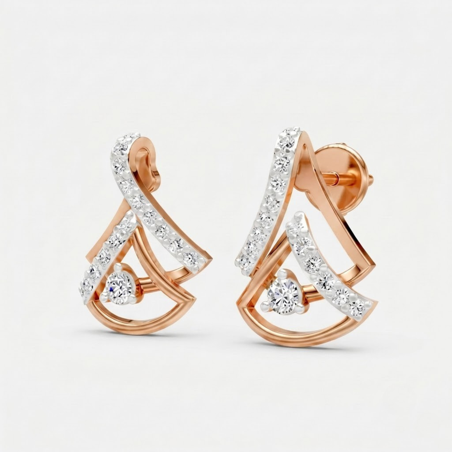 Floral Cluster Earrings with Open Teardrop Stud