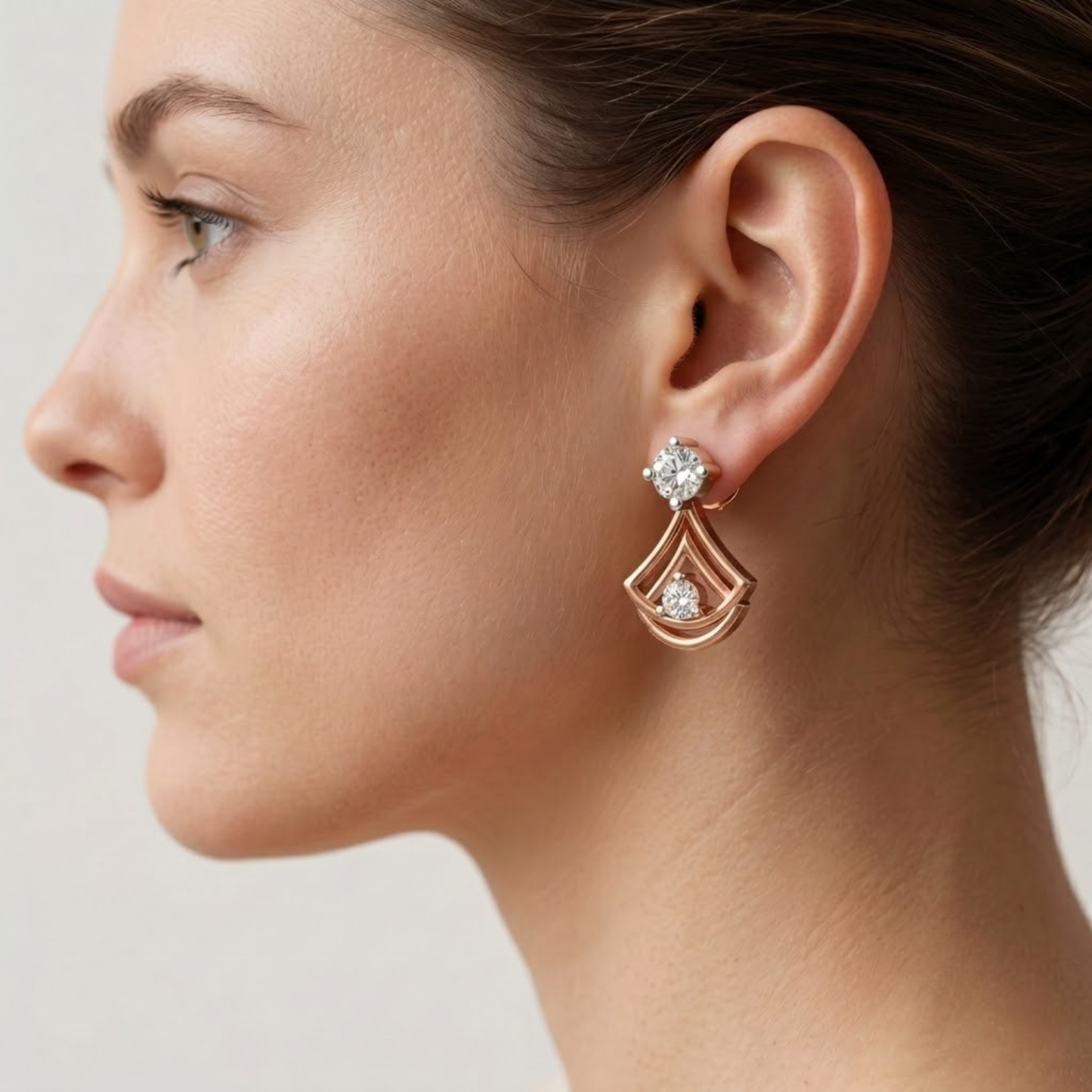 Open-Fan Geometric Multi-Layered Chevron Earrings