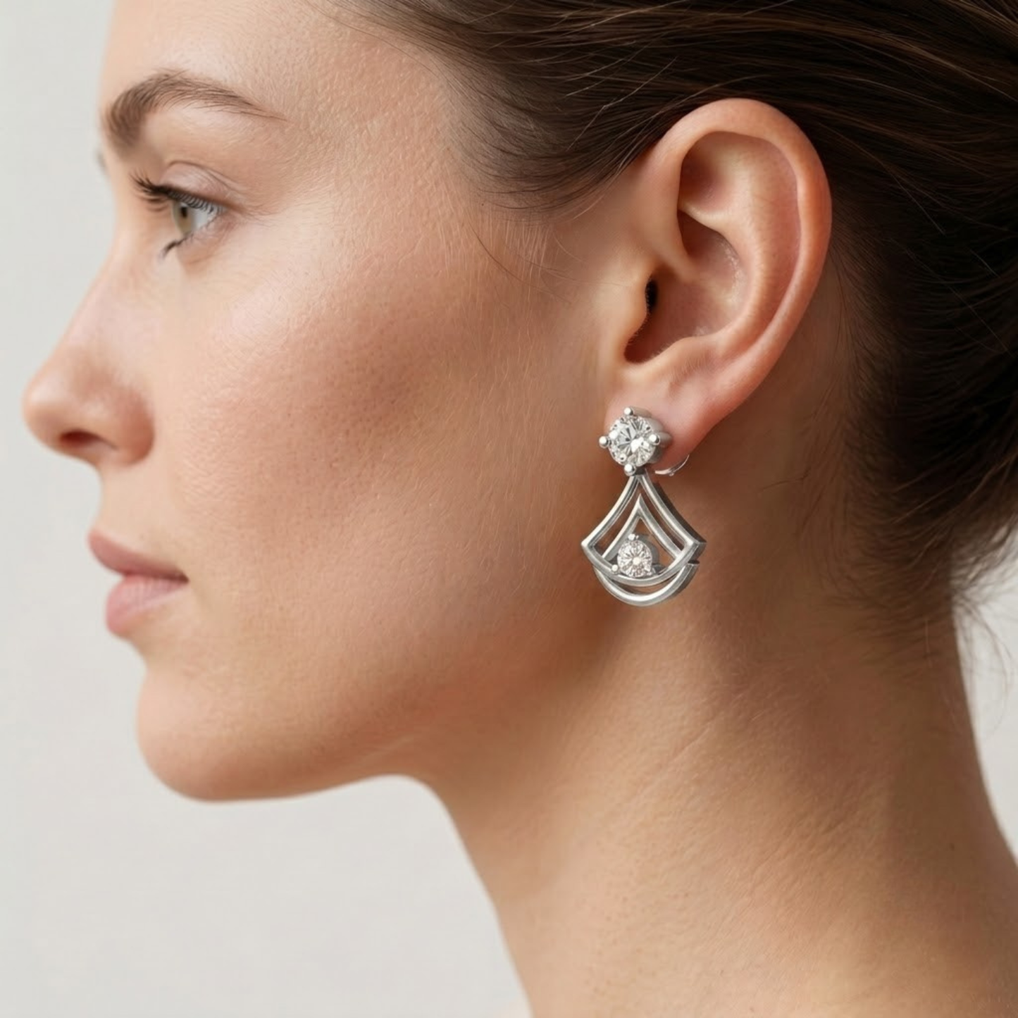 Open-Fan Geometric Multi-Layered Chevron Earrings