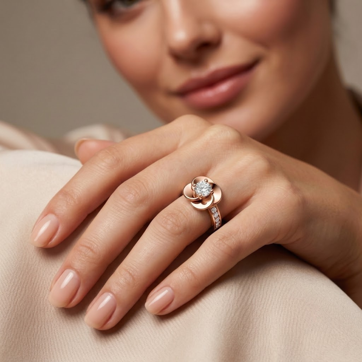 Bloom Flower Moissanite Diamond Ring