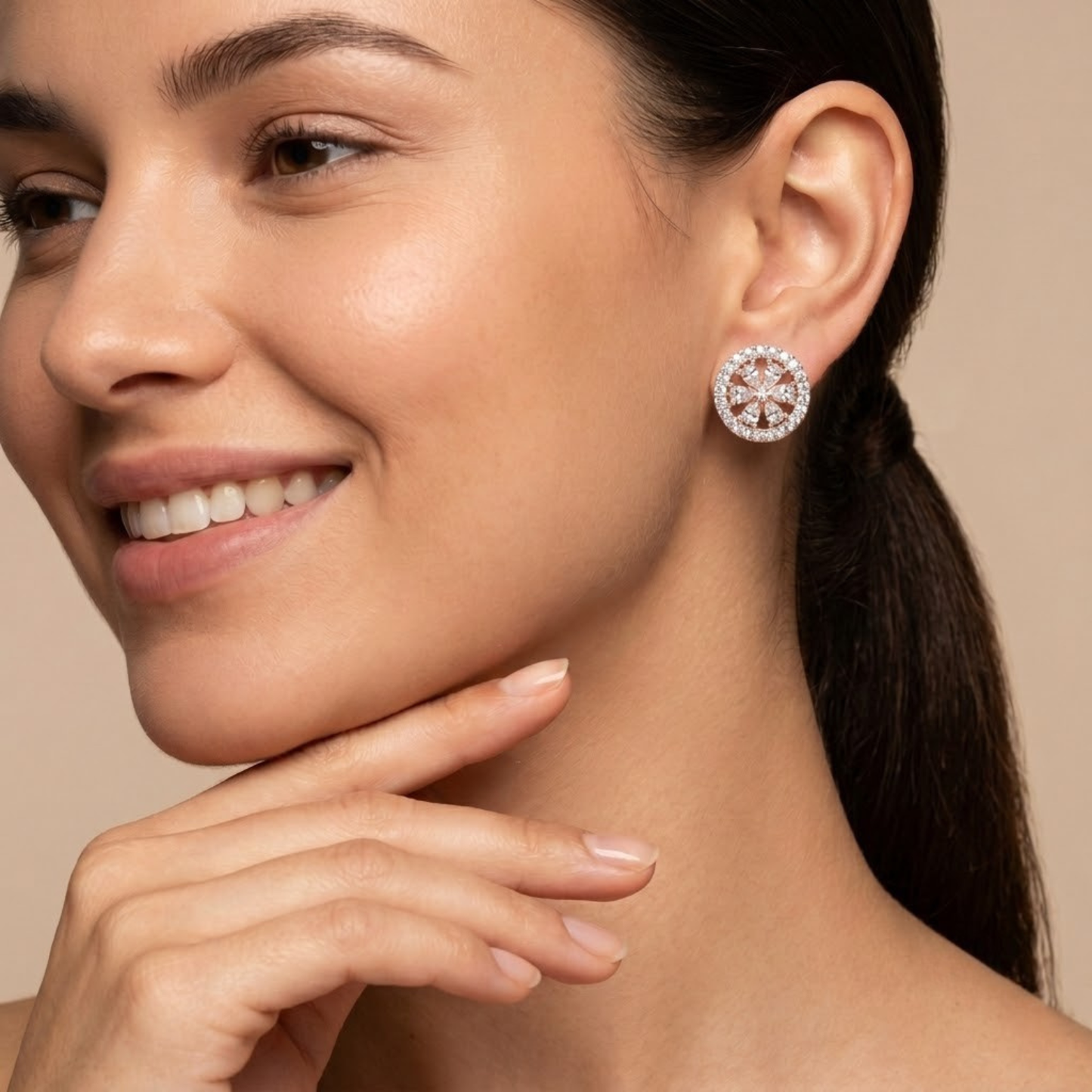Blooming Pear Diamond Halo Studs