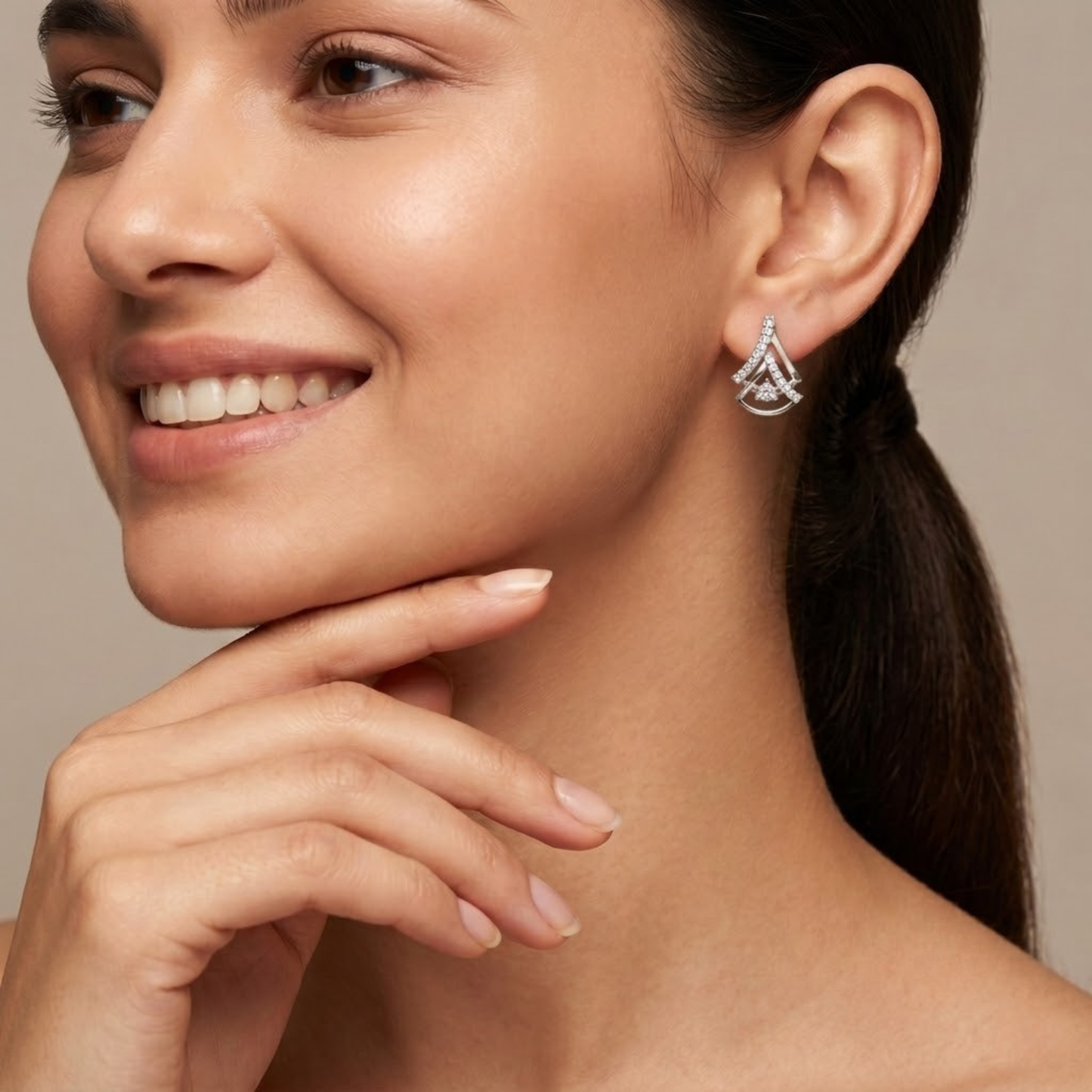 Floral Cluster Earrings with Open Teardrop Stud