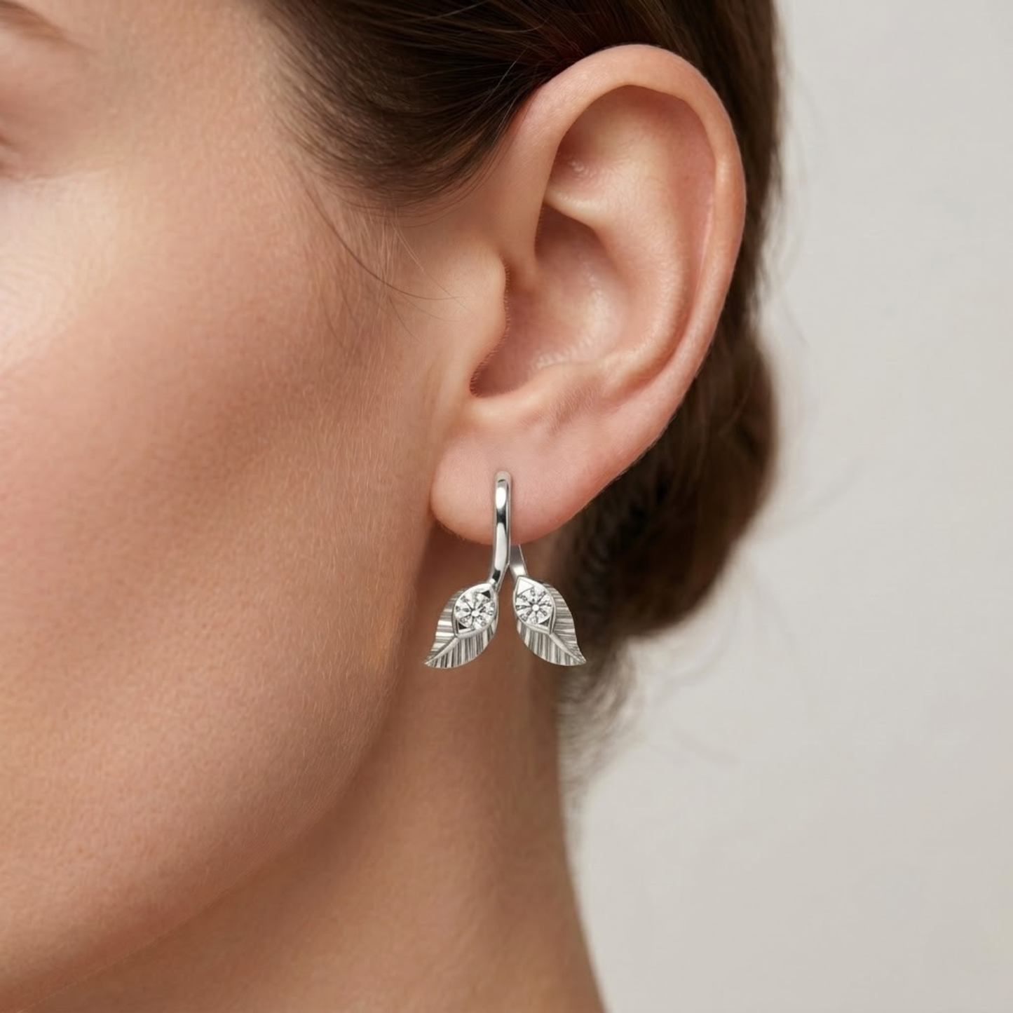 Leaf Shape Moissanite Stud Earrings