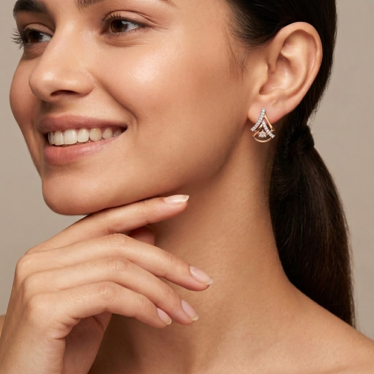 Floral Cluster Earrings with Open Teardrop Stud