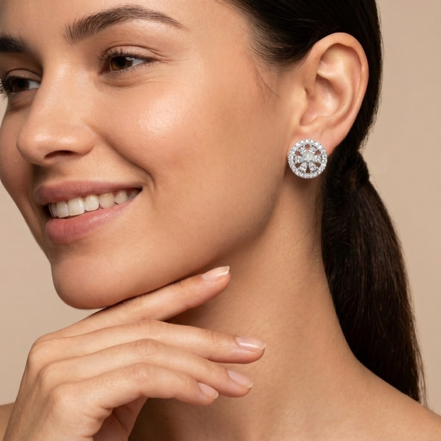 Blooming Pear Diamond Halo Studs