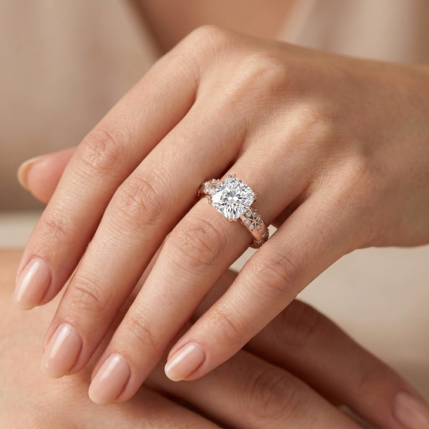 Classic Round Solitaire Pavé Ring