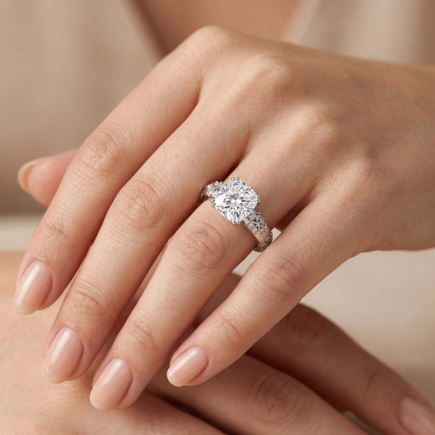 Classic Round Solitaire Pavé Ring