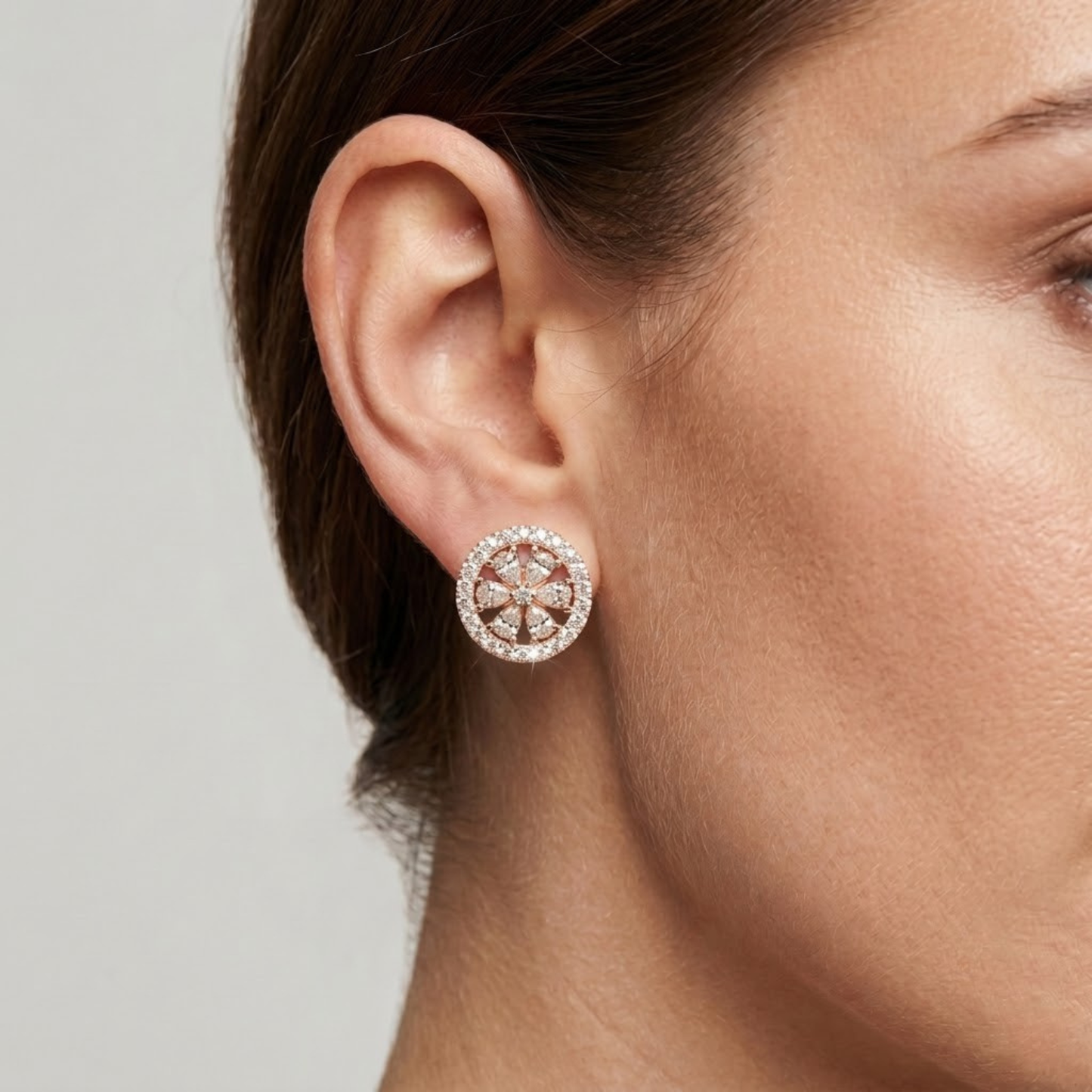 Blooming Pear Diamond Halo Studs