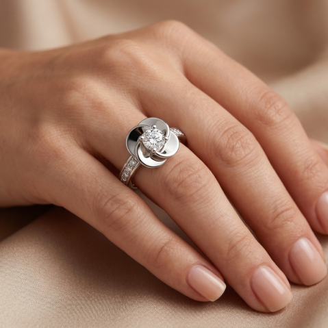 Bloom Flower Moissanite Diamond Ring