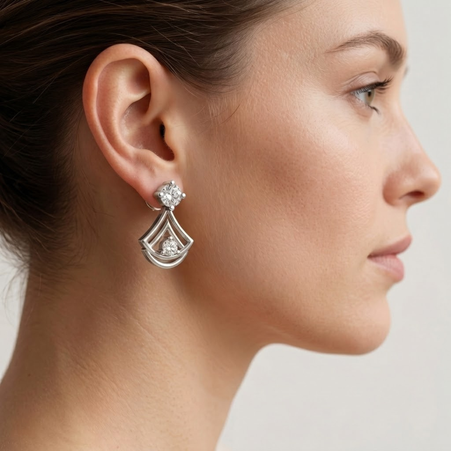 Open-Fan Geometric Multi-Layered Chevron Earrings