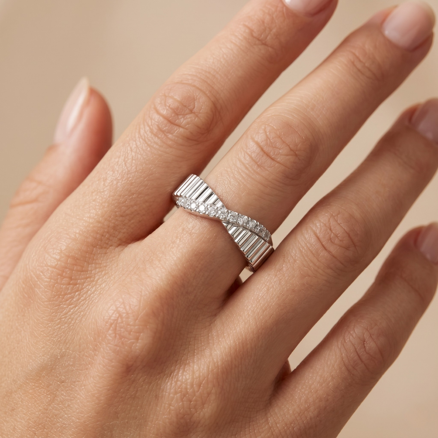 Elegant Textured Diamond Ring