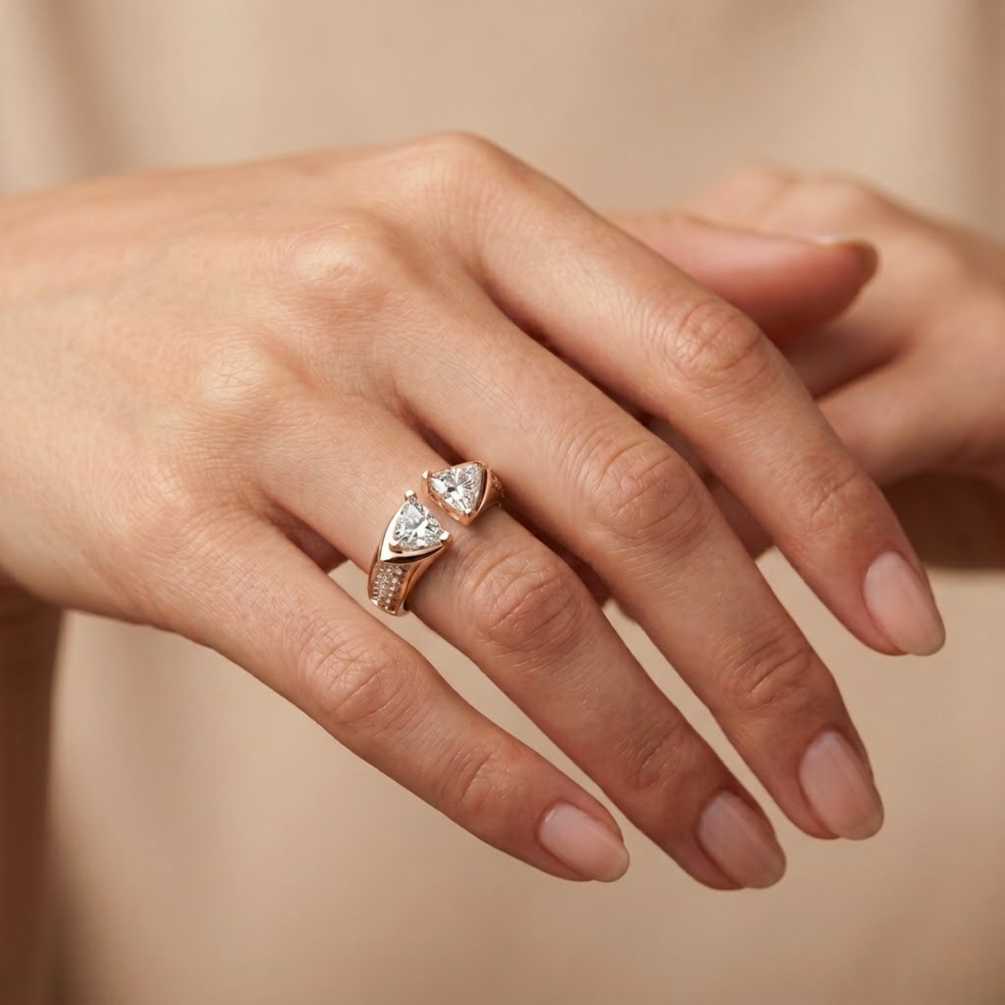 Aurora Open Triangle Diamond Ring