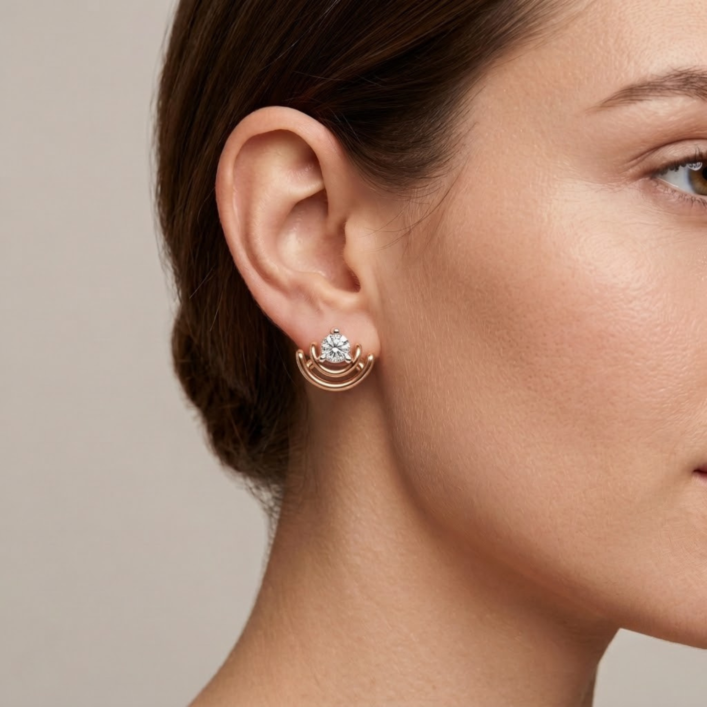 Elegant Dual Arc Diamond Stud Earrings