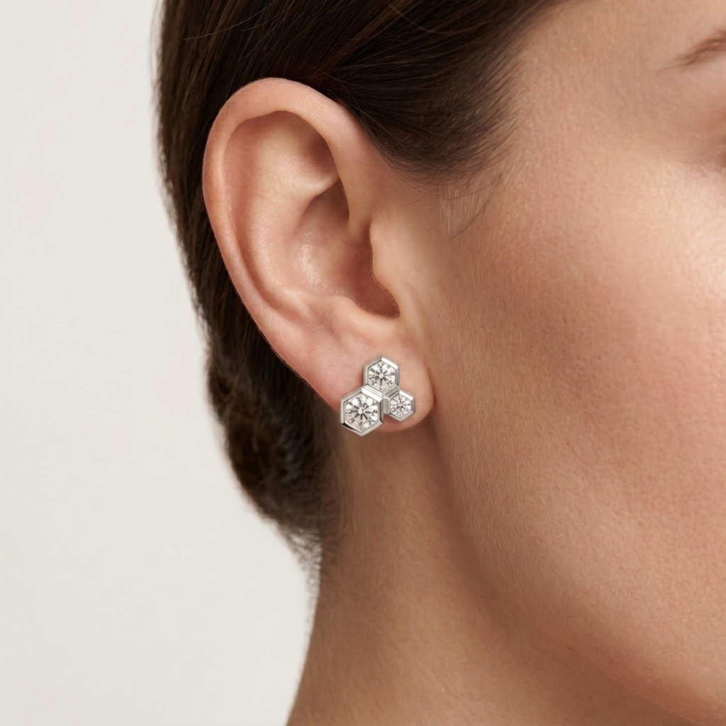 Hexagon Bezel Diamond Cluster Studs