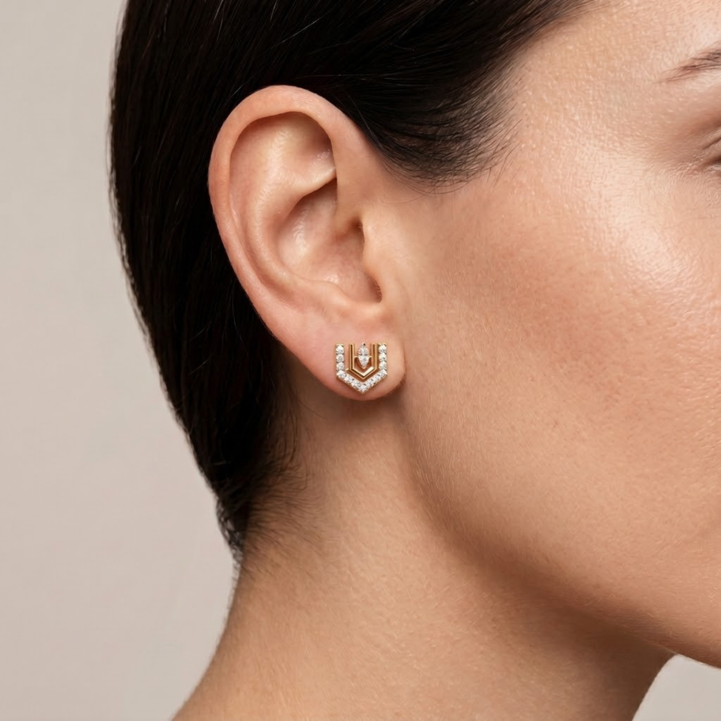 Art Deco Marquise & Chevron Diamond Earrings