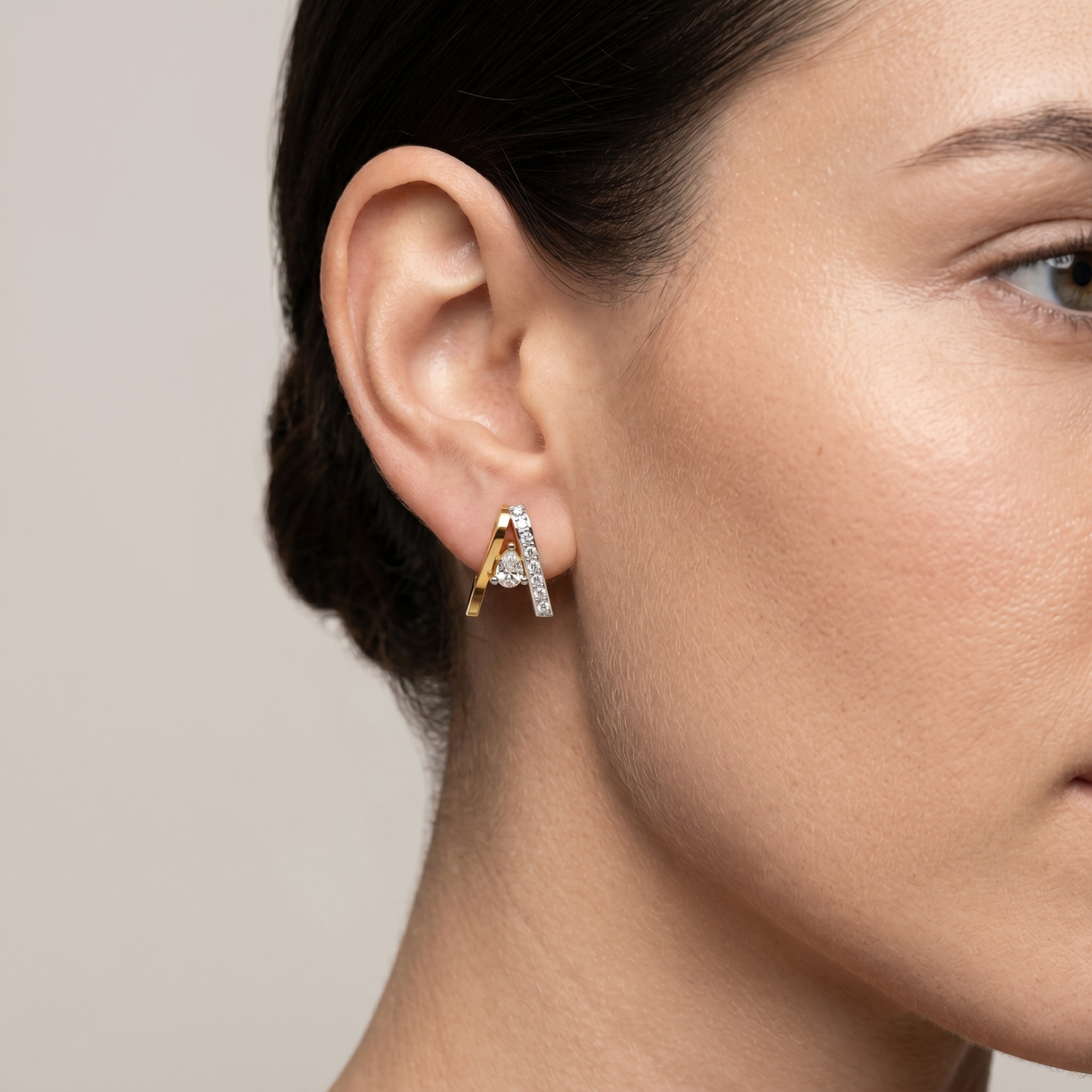Pear Drop Diamond Stud Earrings