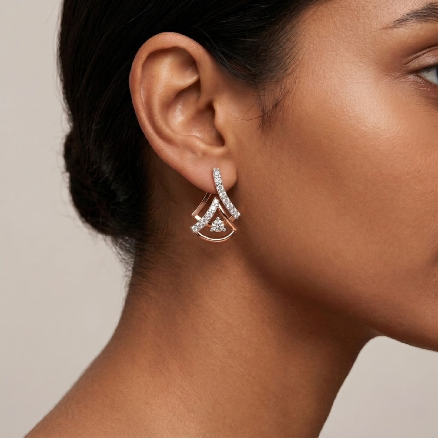 Floral Cluster Earrings with Open Teardrop Stud