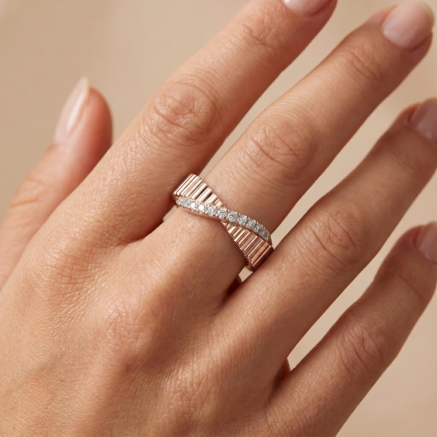 Elegant Textured Diamond Ring