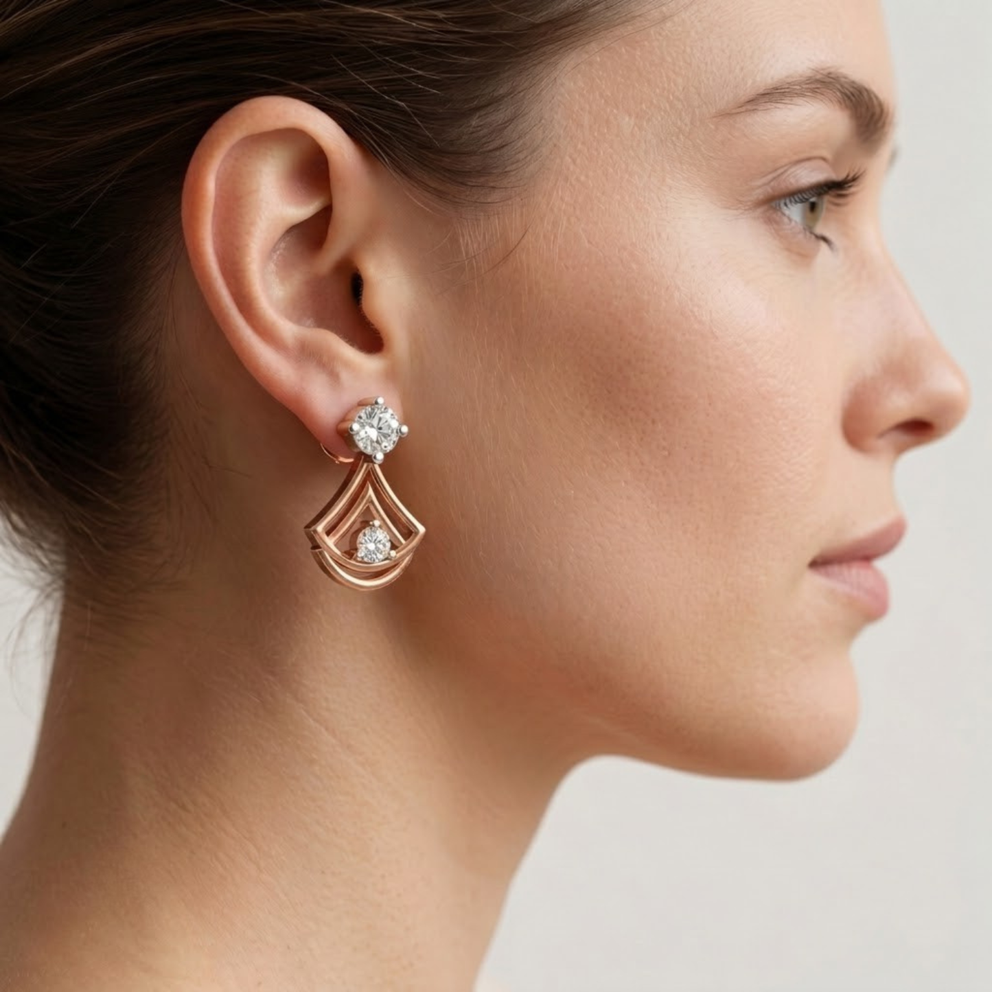 Open-Fan Geometric Multi-Layered Chevron Earrings