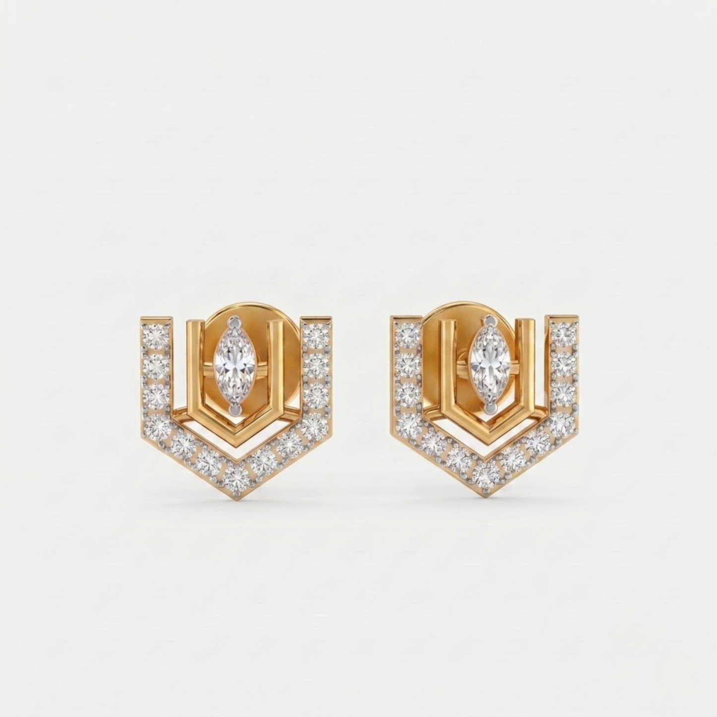 Art Deco Marquise & Chevron Diamond Earrings