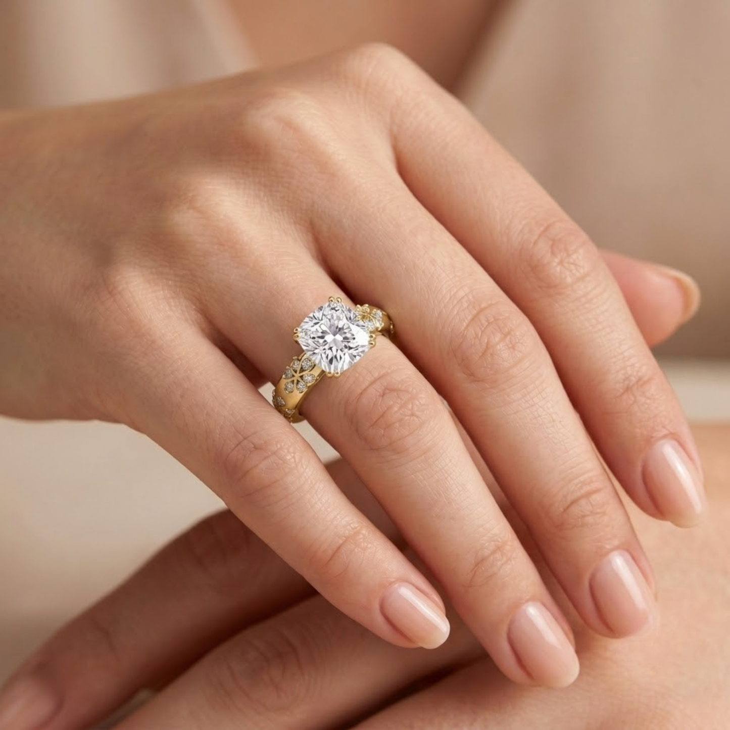 Classic Round Solitaire Pavé Ring
