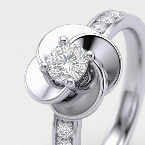 Bloom Flower Moissanite Diamond Ring