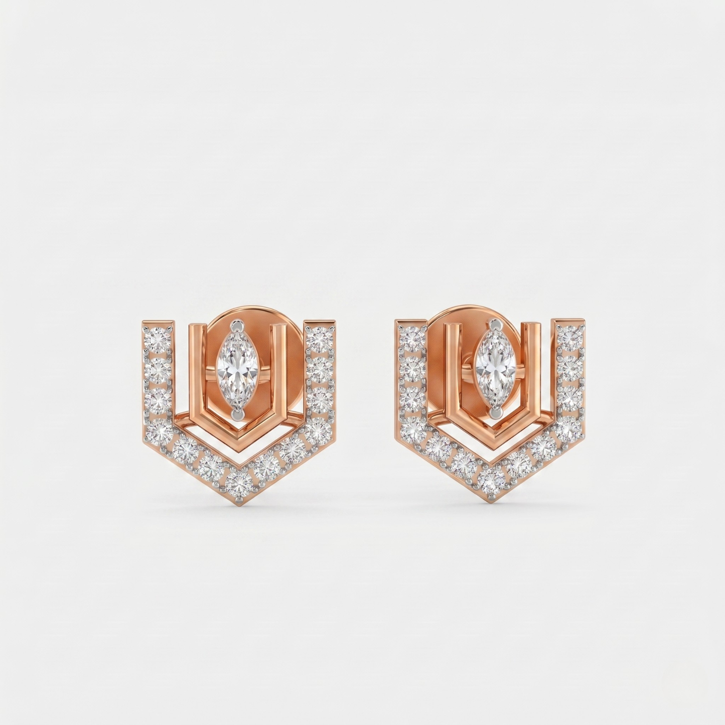 Art Deco Marquise & Chevron Diamond Earrings