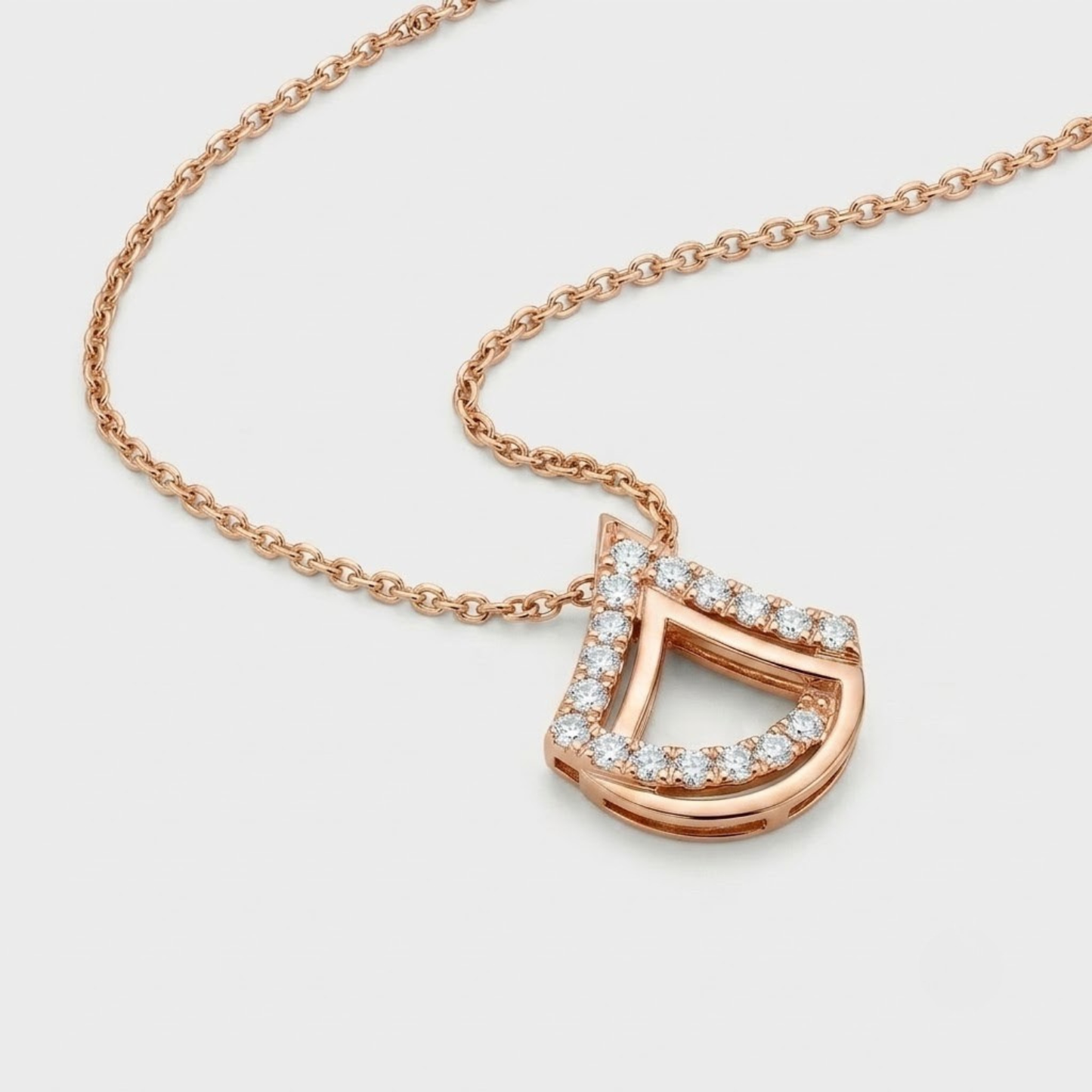 Geometric Fan-Motif Diamond Necklace