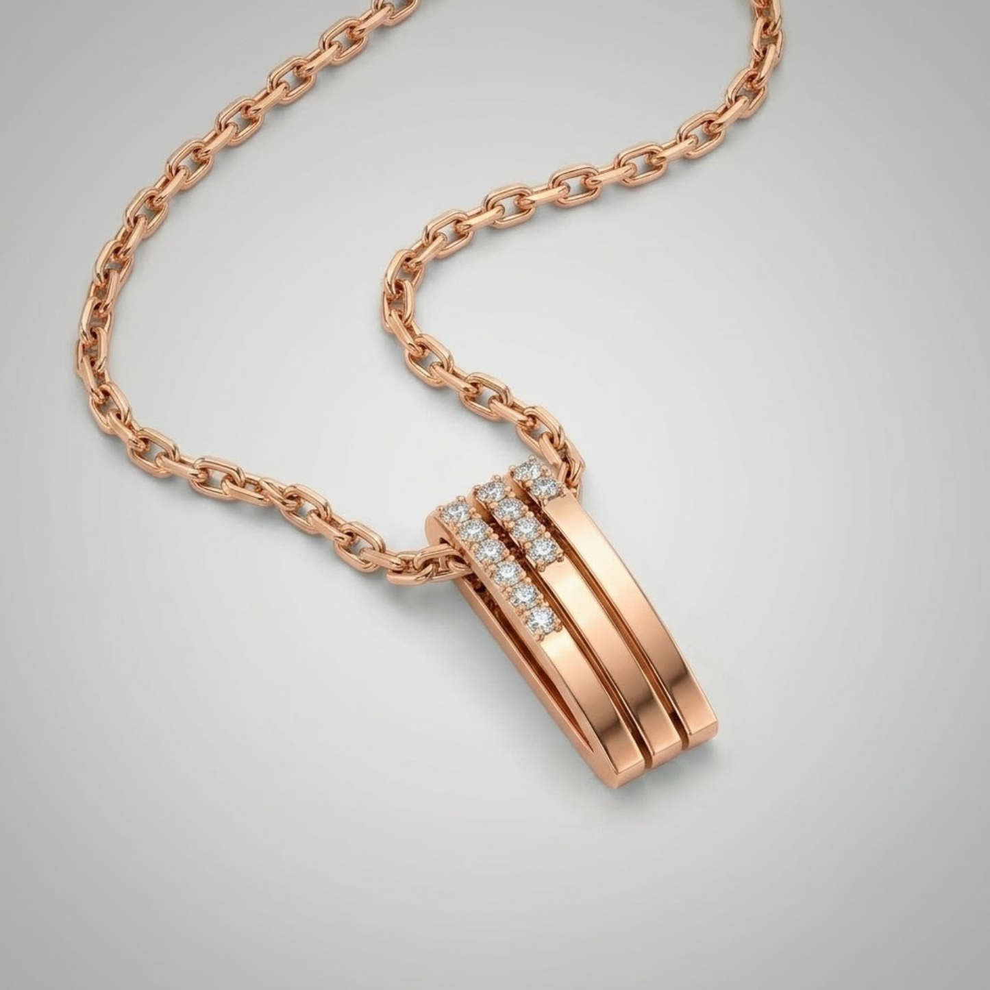 Triple Bar Pavé Diamond Drop Necklace