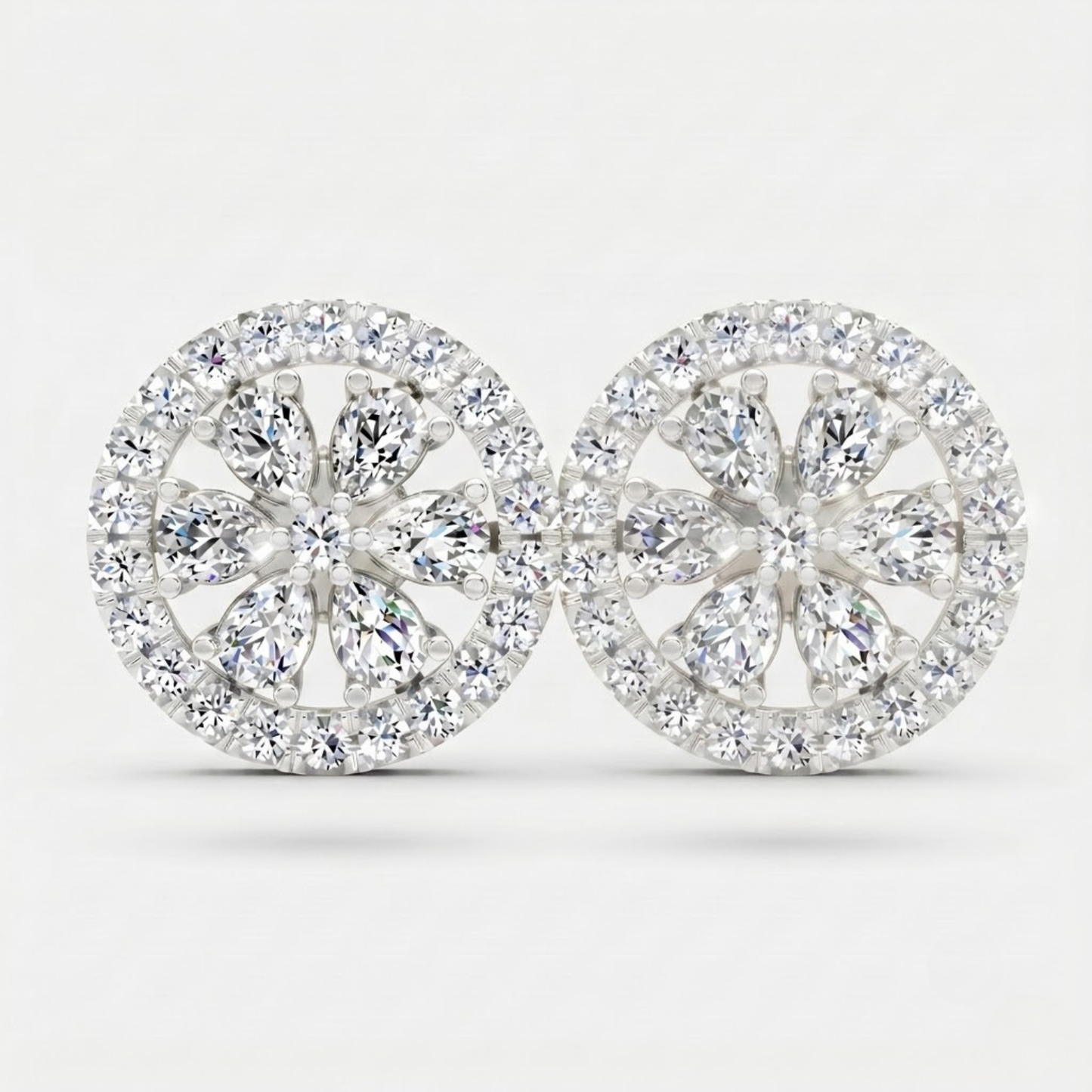 Blooming Pear Diamond Halo Studs